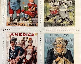 Panel - Sew America Patches Blocks by Riley Blake USA Retro Vintage Patriotic Cotton Fabric 23"x43"