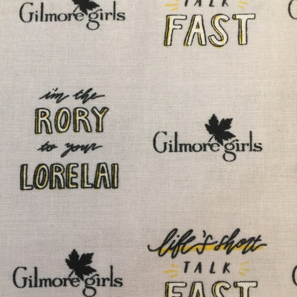 SALE! Half Yard  Gilmore Girls Gray Life's Short by Camelot  Classic TV Series Mother & Daughter Sitcom Rory Lorelai Cotton Fabric