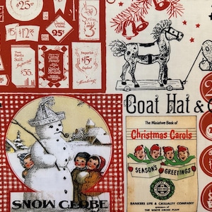 NEW! Half Yard - Classic Christmas Collage Parchment by Riley Blake - Retro Vintage Christmas Cotton Fabric FREESHIP90