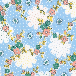 Half Yard - Blast from the Past by Darlene Zimmerman for Robert Kaufman - Reproduction Feedsack 1930s Large Blue Floral 30s Cotton Fabric
