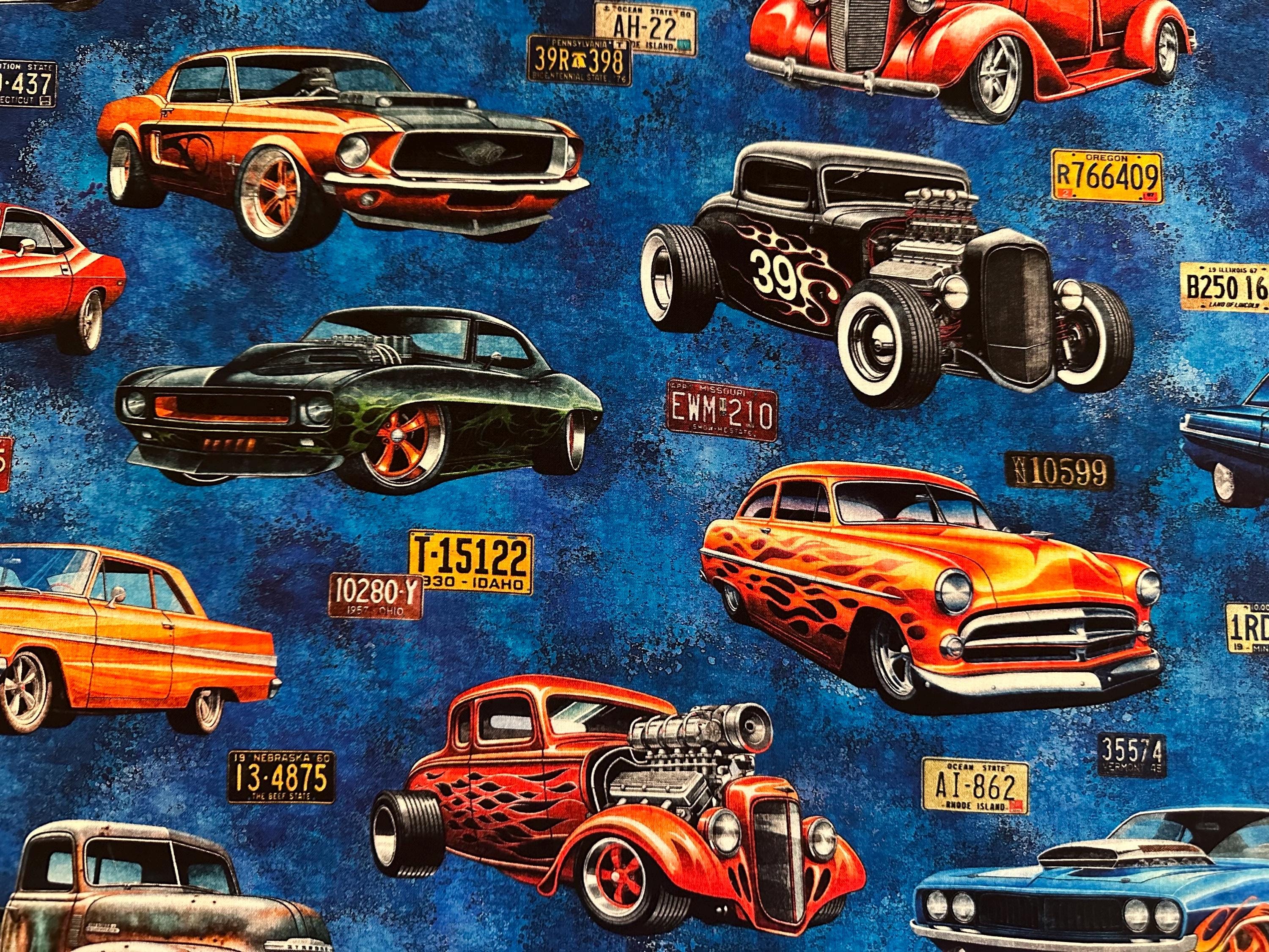 NEW! Half Yard - Heavy Metal by Quilting Treasures Hot Rods