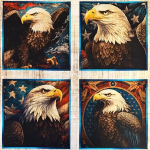 NEW! Panel - 1776 by Quilting Treasures USA Eagle Blocks Patches on Birch America Patriotic Quilts of Valor 250 Anniversary Fabric 36"x44"