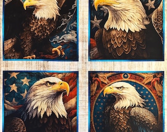 ¡NUEVO! Panel - 1776 de Quilting Treasures USA Eagle Blocks Patches on Birch America Patriotic Quilts of Valor 250 Anniversary Fabric 36"x44"
