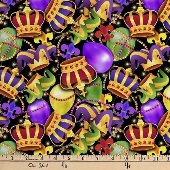Timeless Treasures Digital Mardi Gras Beads Quilting and Crafting
