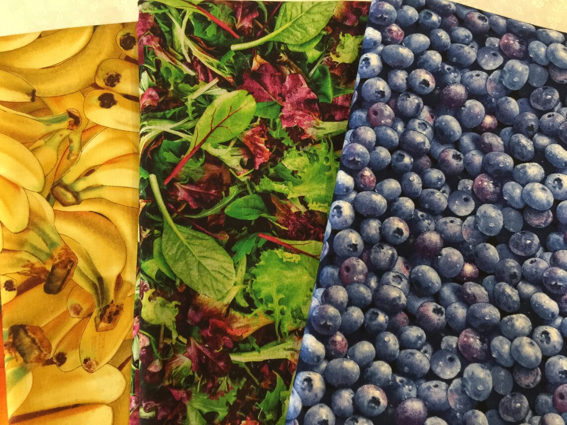 5 Fat Quarters Rainbow Fruit and Vegetable Bundle Healthy Food Etsy