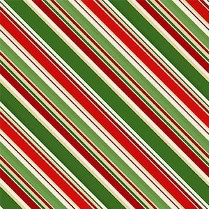 NEW! Half Yard - Christmas Bloom Festive Stripe by Michael Miller - Diagonal Red White Green Pinstripe Cotton Fabric
