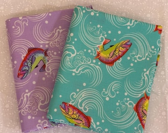 2 Fat Quarters - Full Moon Forest II Sofishticated by Tula Pink - Tkanina bawełniana w ryby od FreeSpirit FREESHIP90