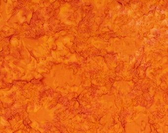 Un demi-mètre - Riley Blake Expressions Batik teints à la main en tissu de coton batik uni chiné multicolore orange jaune - teint à la main au mélangeur