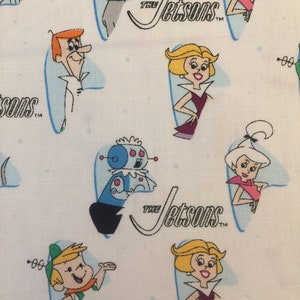 Half Yard - The Jetsons Space Age Family op wit door Camelot Kids klassieke tv-stripfiguren katoenen stof