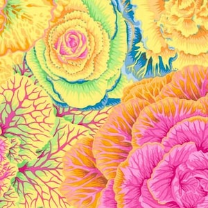 Half Yard  Kaffe Fassett Philip Jacobs Brassica PJ51 in Yellow  Cotton Fabric by FreeSpirit  Kaffe Fassett Collective Classic Floral!