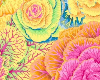 Half Yard  Kaffe Fassett Philip Jacobs Brassica PJ51 in Yellow  Cotton Fabric by FreeSpirit  Kaffe Fassett Collective Classic Floral!