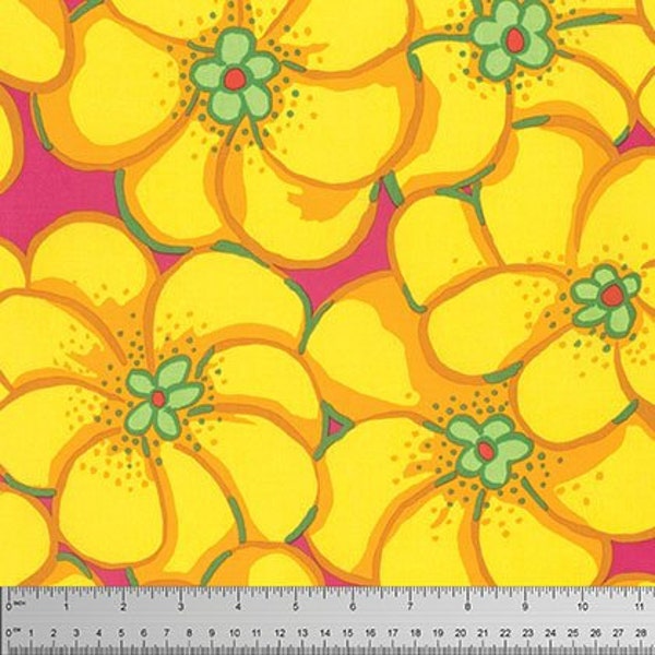 Fat Quarter - Brandon Mably Elephant Flower BM56 in Yellow - Westminster - Out of Print - Kaffe Fassett Collective Cotton Fabric
