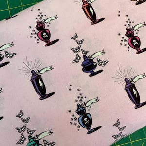 Half Yard - Nightshade Deja Vu Apothecary in Nerium by Tula Pink Halloween Poison Bottles Cotton Fabric by FreeSpirit OOP FREESHIP90