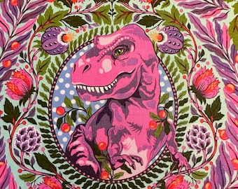 NEW! Half Yard - ROAR! Tree Rex in Mist by Tula Pink - Dinosaurs Roar by FreeSpirit - In Stock!