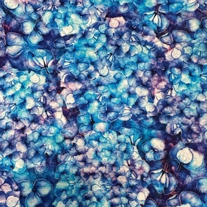 Half Yard  Blossom by Quilting Treasures  Blue Hydrangeas Flower Floral Blender Spring Summer Night Garden Small Print Cotton Fabric