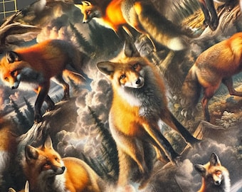 Wilderness Song Wildtiere Füchse von Blank Quilting - Wild Fuchs Natur Baumwolle Stoff Digitaldruck FREESHIP90