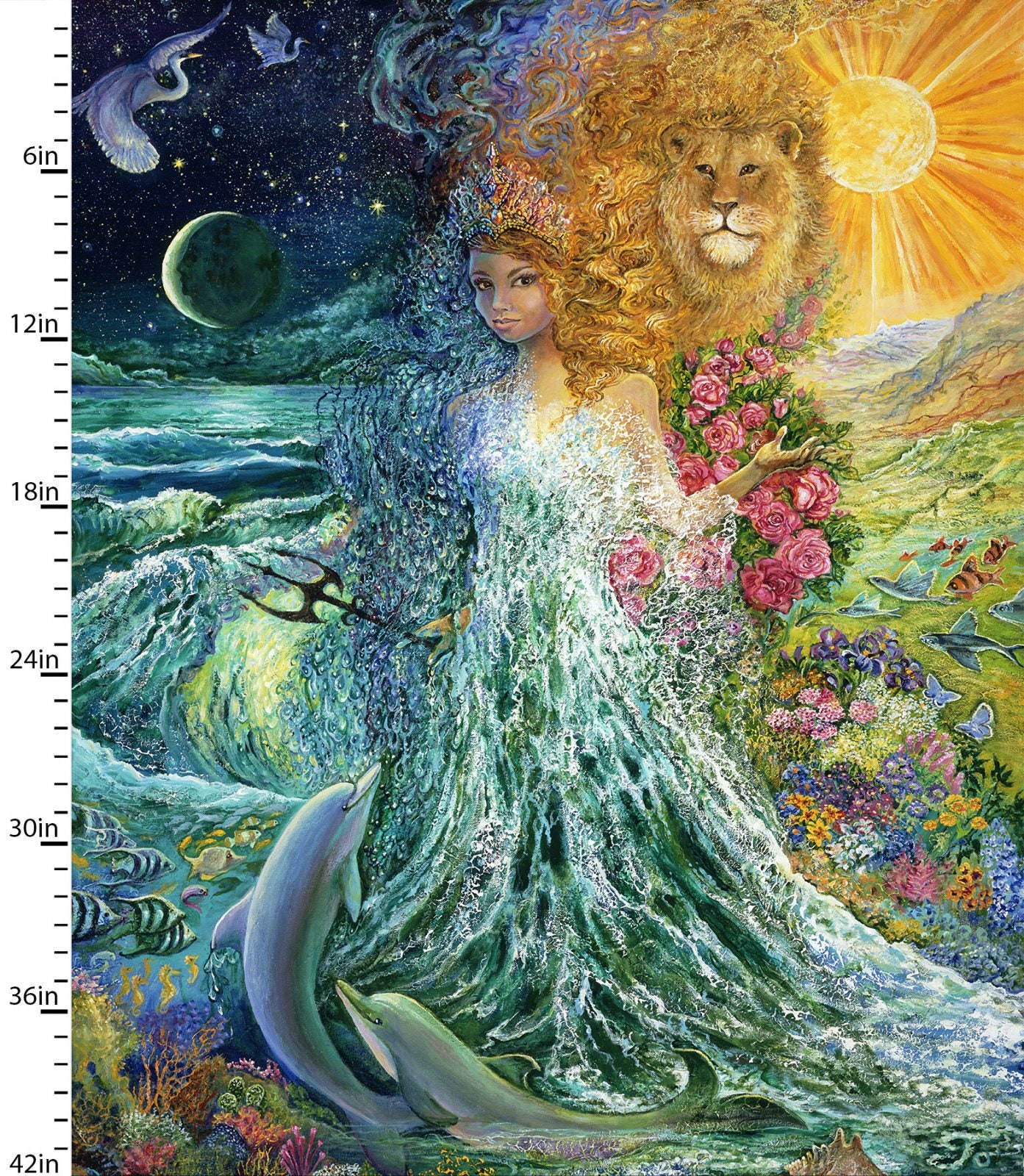 World Of Wonder Lions by Josephine Wall Half Yard NEW 3 Wishes Fabric Whimsical Nature Digitally Printed Cotton Fabric