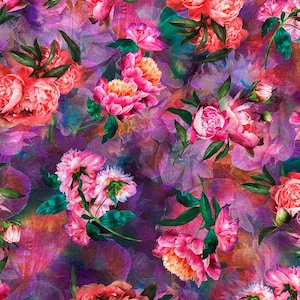 Half Yard  Peony Romance by Quilting Treasures  Large Peonies Spring Summer Garden Floral Cotton Fabric FREESHIP90