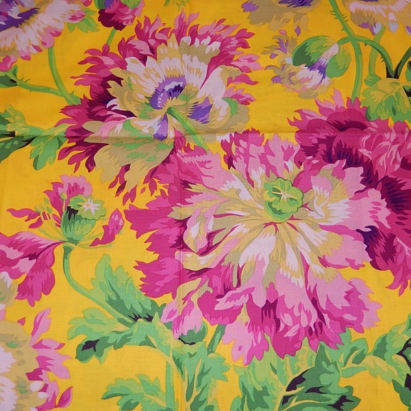 NEW! Half Yard - Kaffe Fassett Philip Jacobs Garden Party PJ20 in Yellow - Cotton Floral Fabric by FreeSpirit - Kaffe Fassett Collective