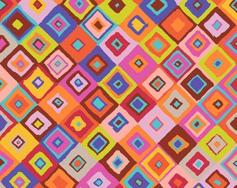 NEW! Half Yard - Kaffe Fassett Square Dance GP203 in Red by FreeSpirit - Spring 2024 Collection - Geometric Cotton Fabric