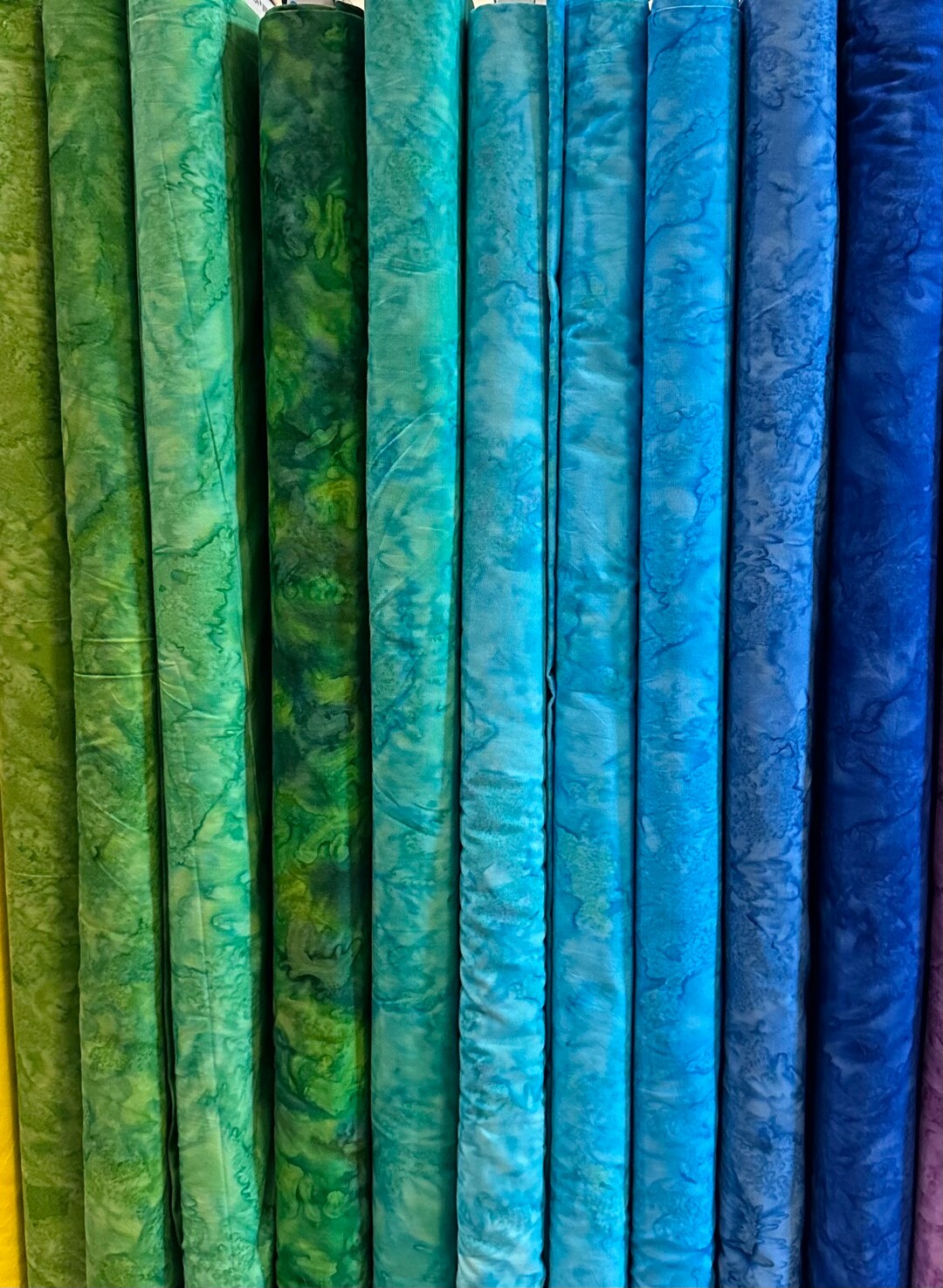 10 Piece Lush Blues Greens Batik Bundle Handdyes Expressions Batiks by