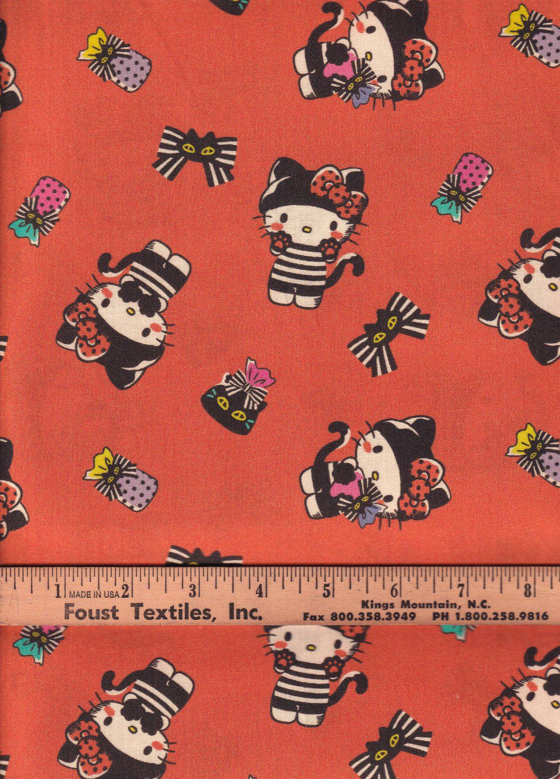 Halloween Stoff Hello Kitty Meterware Baumwollstoff Organic Bio