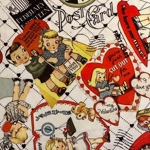 NIEUW! Halve tuin - Take Heart Valentine Card Toss on White van Riley Blake - retro vintage Valentijnsdag Katoen J. Wecker Frisch