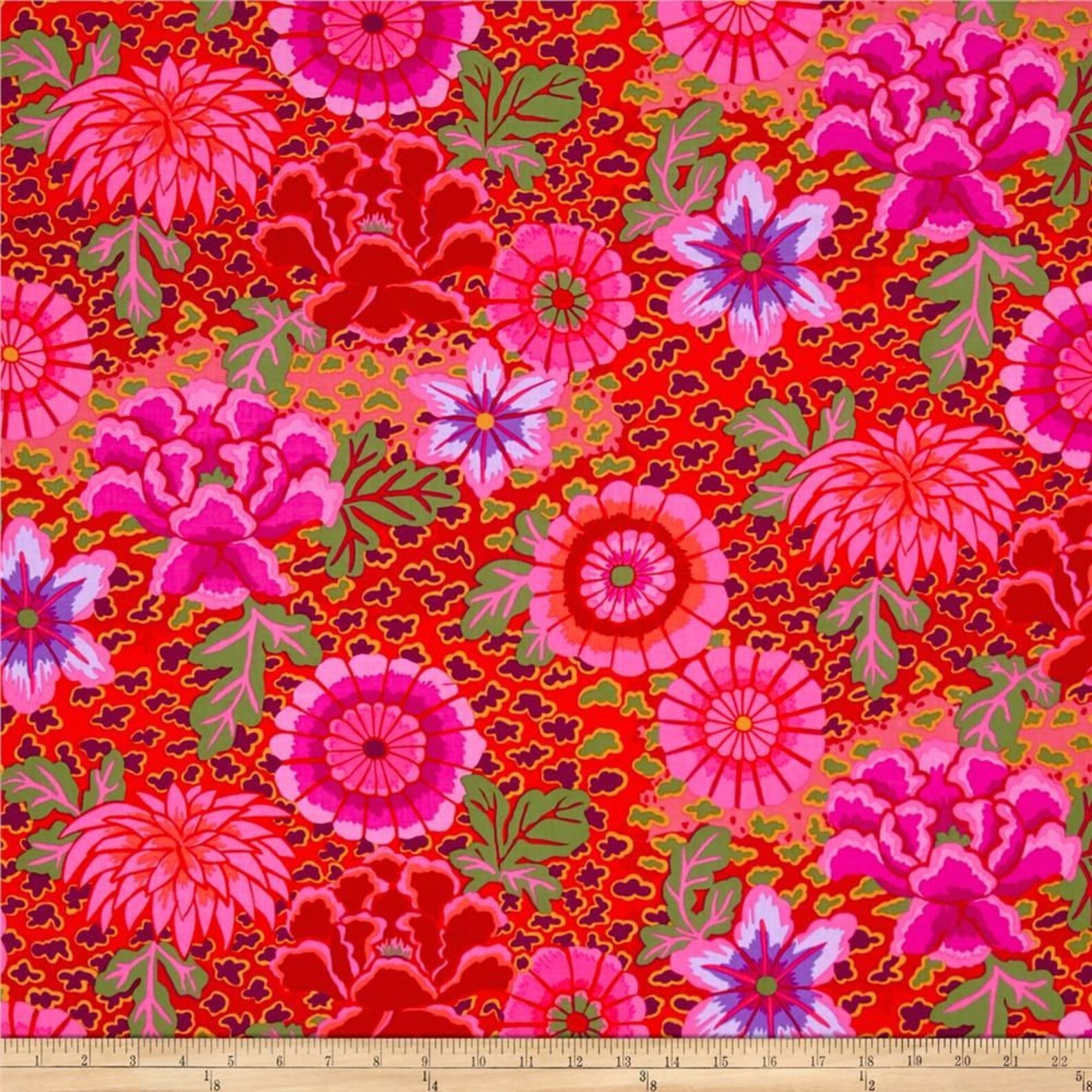 Half Yard Kaffe Fassett Dream GP148 in Magenta Flowers Etsy