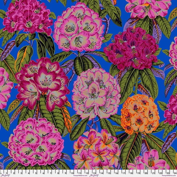 Half Yard  Philip Jacobs Rhododendrons PJ124 in Magenta by Freespirit   Floral Cotton Fabric Kaffe Fassett August 2023