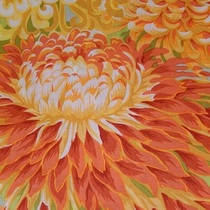 Half Yard  Kaffe Fassett Philip Jacobs Japanese Chrysanthemum PJ41 in Yellow  Cotton Fabric by FreeSpirit  Kaffe Fassett Collective