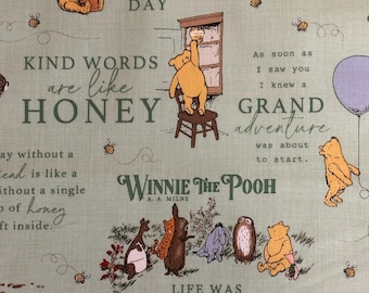 NEW! Half Yard - Winnie the Pooh on Green by Riley Blake - Cotton Fabric FREESHIP90