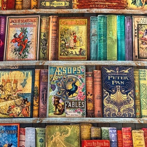 Half Yard - Library of Rarities by Robert Kaufman - Large Shelves of Antique Classic Vintage Books - Cotton Fabric