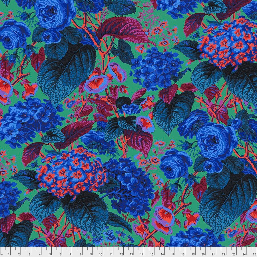 LAST 12 yard Rose and Hydrangea in Ochre designed by Philip Jacobs for Kaffe Fassett Collective PJ097