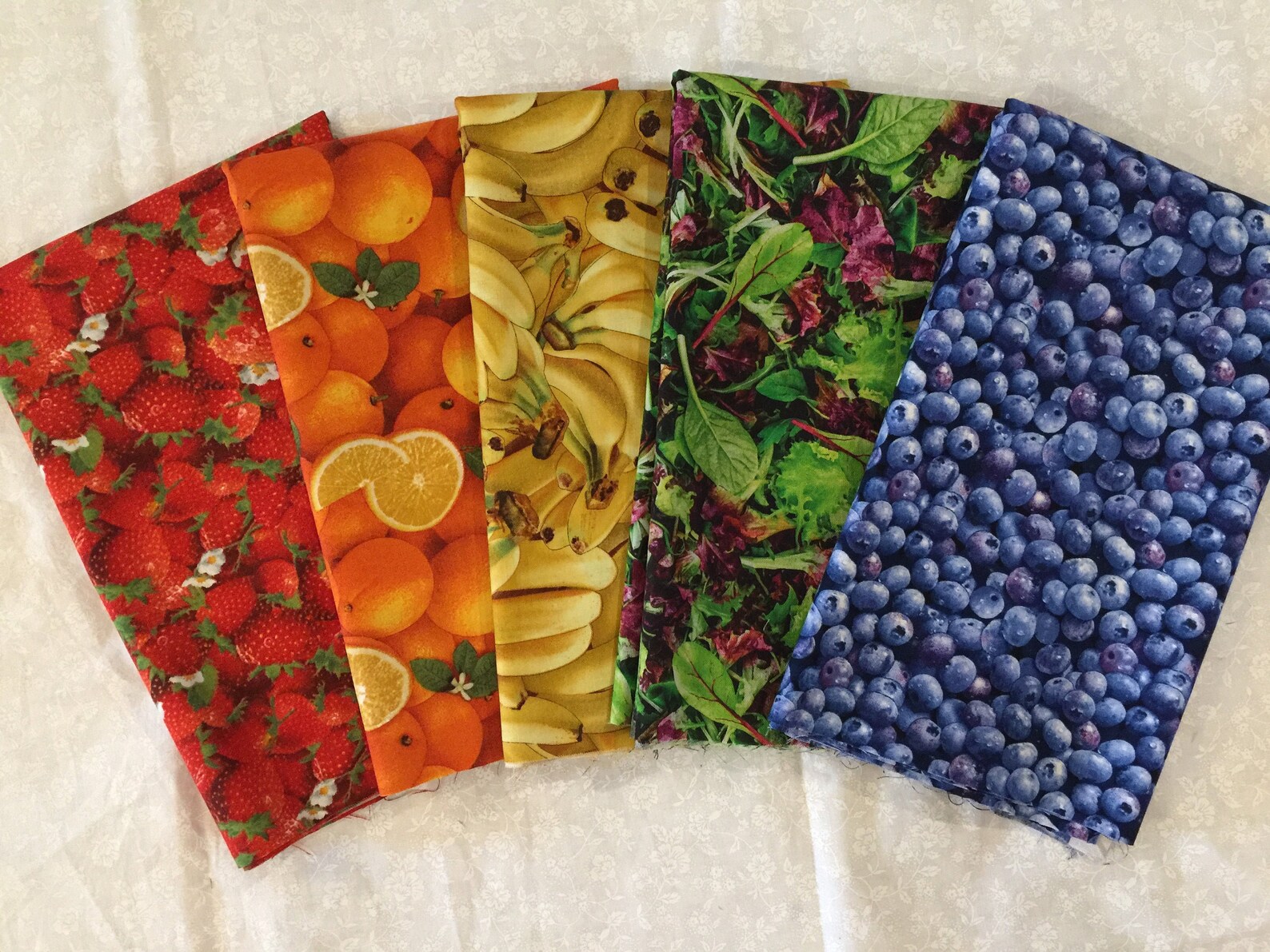 5 Fat Quarters Rainbow Fruit and Vegetable Bundle Healthy Food Etsy