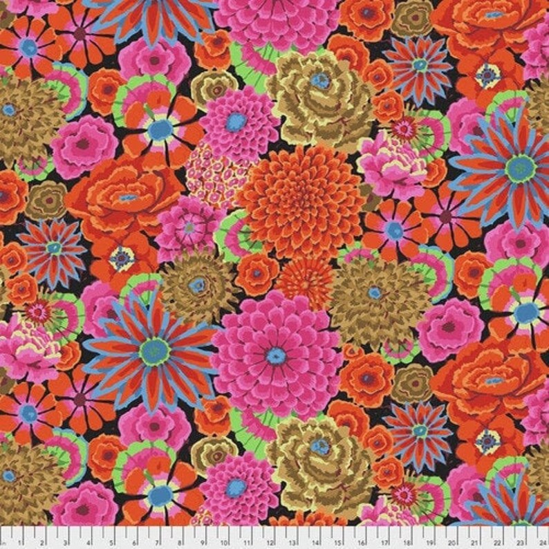 Half Yard Vibrant Large Flowers FreeSpirit Aug 2020 Floral Cotton Fabric Kaffe Fassett Enchanted GP172 in Magenta