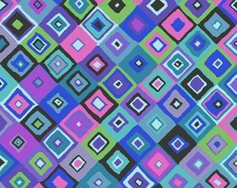 NEW! Half Yard - Kaffe Fassett Square Dance GP203 in Blue by FreeSpirit - Spring 2024 Collection - Geometric Cotton Fabric