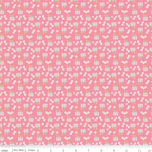 Half Yard Storytime 30s Fences on Pink by Riley Blake - Floral Reproduction Feedsack 1930s Calico Small Print 30s Cotton Fabric FREESHIP90