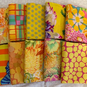 10 Piece Sunshine Kaffe Fassett Collective Bundle - Warm Sunny Yellows Cotton Fabric by FreeSpirit