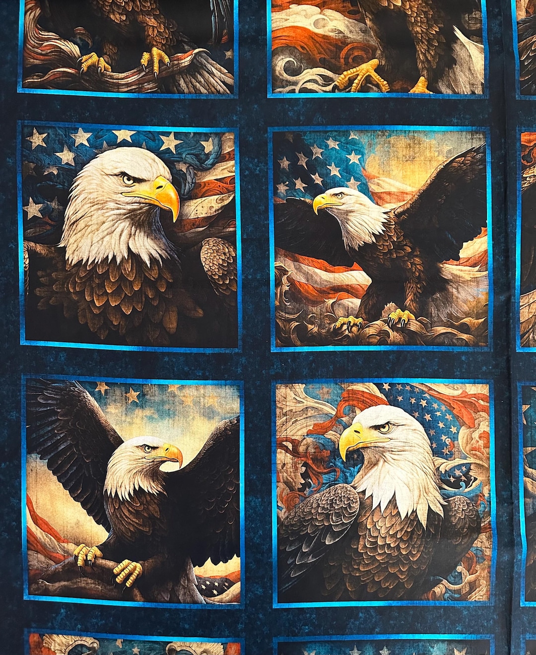 NEW! Panel - 1776 by Quilting Treasures USA Eagle Blocks Patches on ...