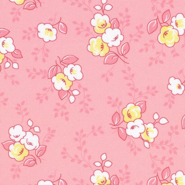 Half Yard - Blast from the Past by Darlene Zimmerman for Robert Kaufman - Reproduction Feedsack 1930s Large Pink Floral 30s Cotton Fabric