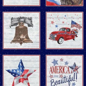 NOVITÀ! Pannello - Ali della Libertà di Henry Glass - USA America Patriotic Blocks Eagles Liberty Bell Quilts of Valor Tessuto di cotone 24"x44"