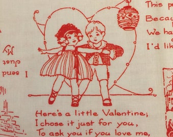 NEW! Half Yard - Be Mine Valentines Greetings Red &White by Riley Blake - Retro Vintage Valentine's Day J. Wecker Frisch Cotton Fabric