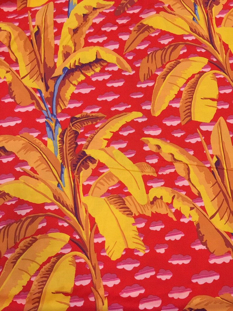 NEW Large Vibrant Floral Feb 2021 Kaffe Fassett Banana Tree GP179 in Red by FreeSpirit 100/% Cotton Fabric Half Yard