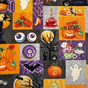 NEW! Half Yard - Spooky Aura Glow by Blank Quilting - Halloween Glow in the Dark Patchwork Cotton Fabric FREESHIP90