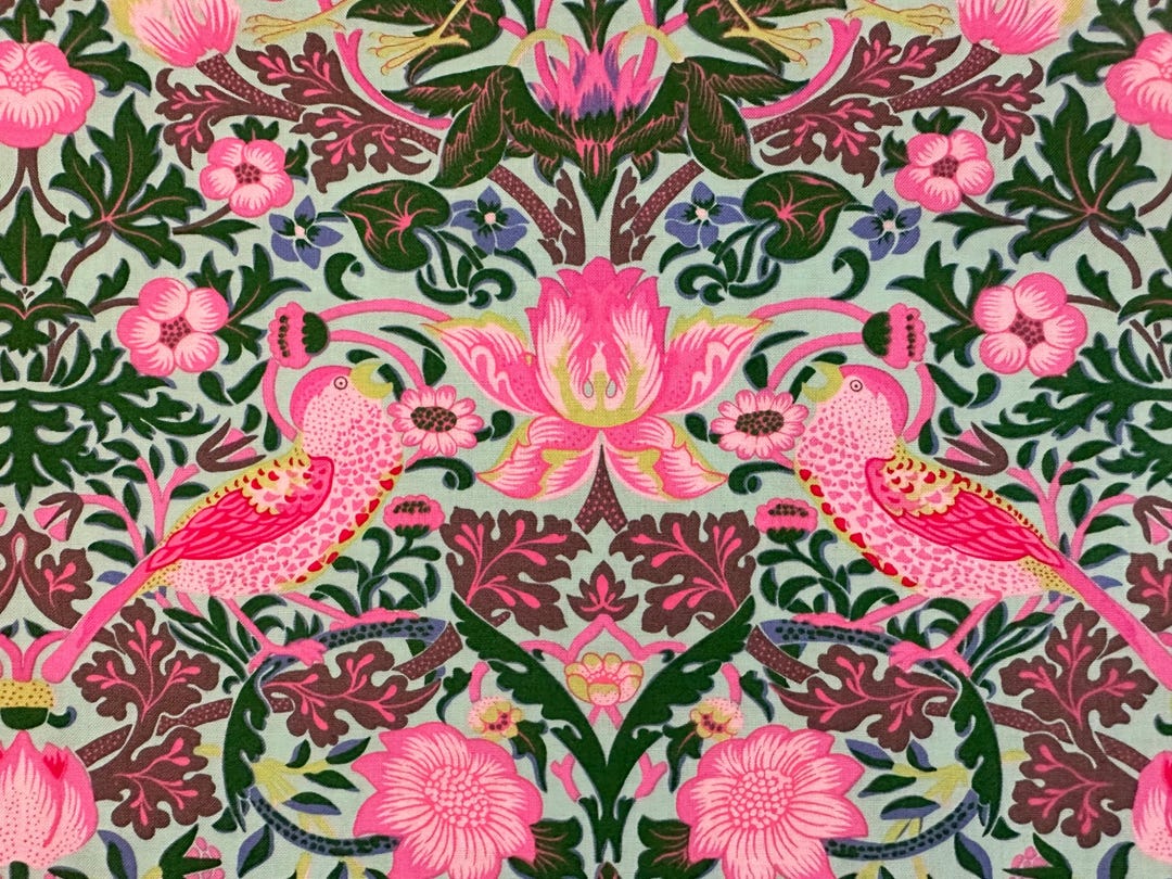 Half Yard - Kaffe X Morris & Co - Strawberry Thief in Aqua