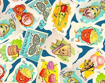 NEW! Half Yard - I Heart Kitsch by Aimee Stewart Kitschy Cards - Michael Miller - Vintage Retro Food Ads Cotton Fabric