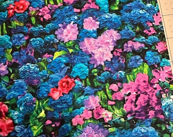 SALE! Yard  Picture This by Robert Kaufman  Lovely Lush Painted Jewel Toned Flower Floral Garden Digitally Printed Cotton Fabric BTY