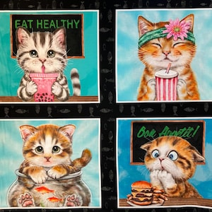 NEW! Panel - Instafamous Cat Blocks Squares Patches by StudioE - Adorable Cats Kitty Pet Cotton Fabric 24"x44" FREESHIP90