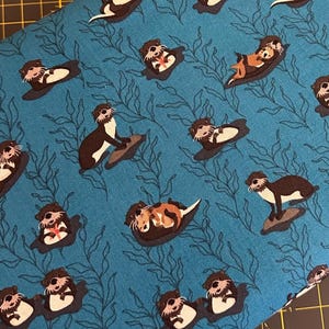 NEW! Half Yard - Alaska Sea Otters in Deep Water by Riley Blake - Scenic Alaska Wildlife Animals USA Travel Vacation Cotton Fabric