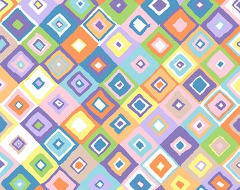 NEW! Half Yard - Kaffe Fassett Square Dance GP203 in Pastel by FreeSpirit - Spring 2024 Collection - Geometric Cotton Fabric